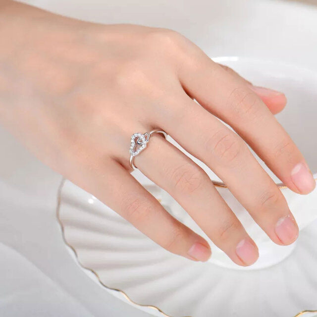 10K White Gold Circular Shaped Moissanite Couple Engagement Ring-1