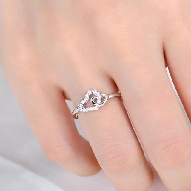 10K White Gold Circular Shaped Moissanite Couple Engagement Ring-3
