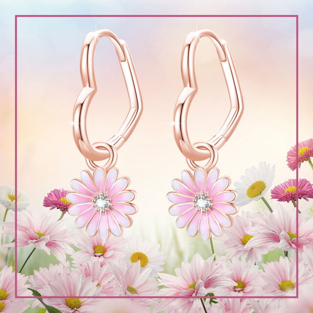 Boucles d'oreilles marguerite en argent sterling et plaqué or rose-4