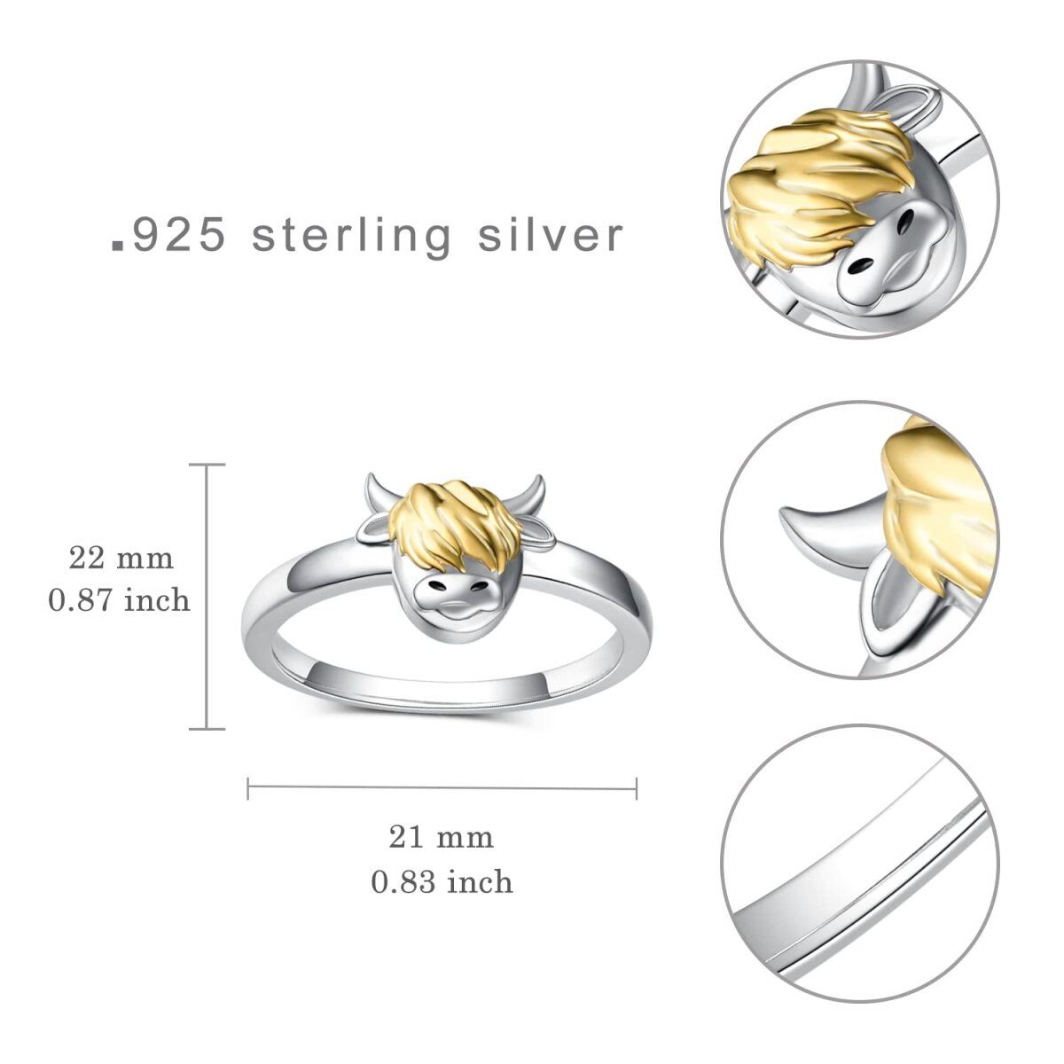 Sterling Silber Hochlandkuh Ring-5