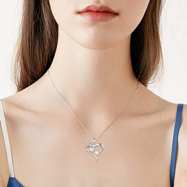 Collar colgante de plata de ley con nombre y piedra de nacimiento personalizada en forma de corazón-1