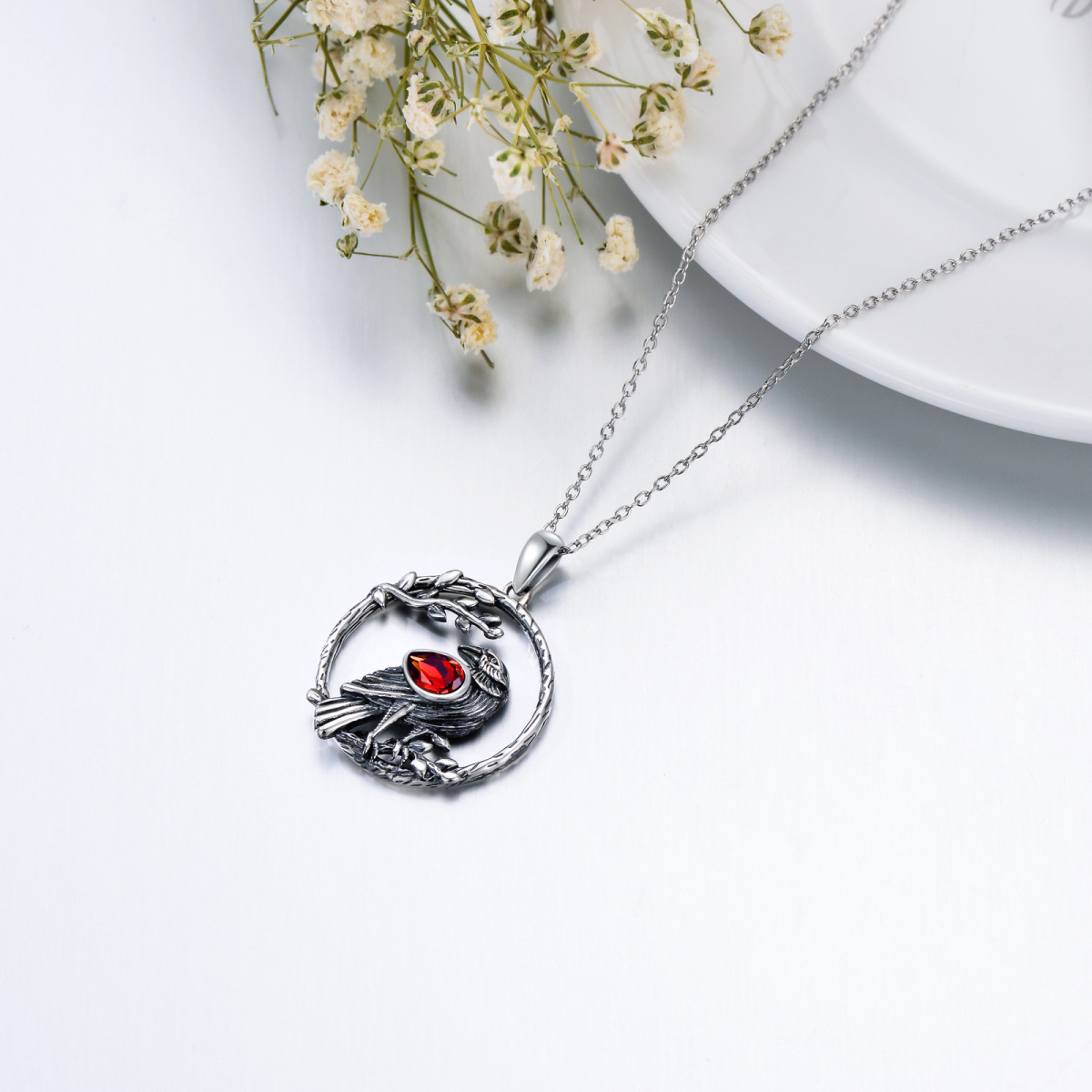 Collier pendentif corbeau en cristal en argent sterling-4