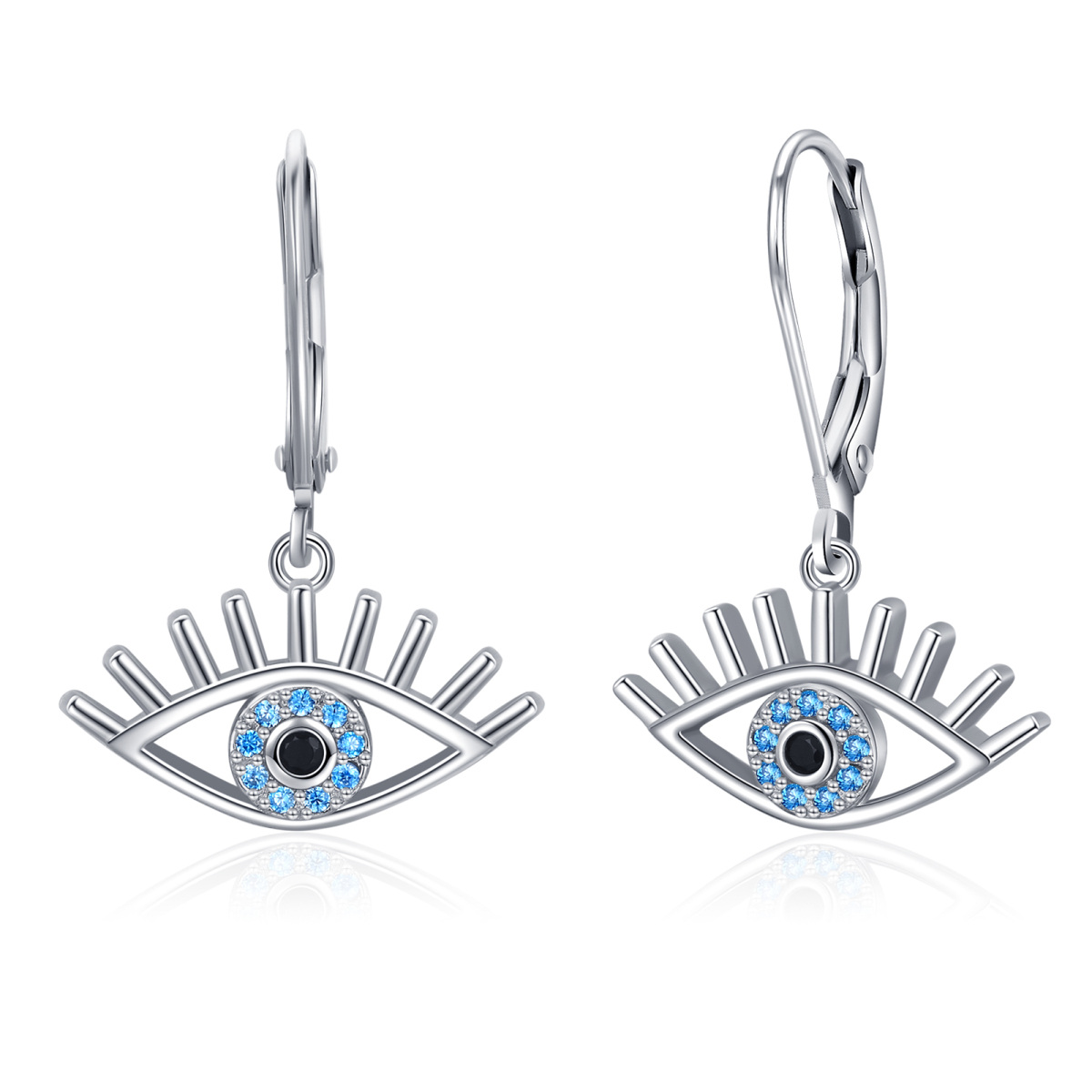 Sterling Silver Cubic Zirconia Eye Of Horus Drop Earrings-1