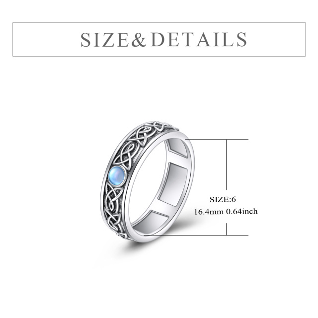 Sterling Silver Round Moonstone Celtic Knot Spinner Ring-5