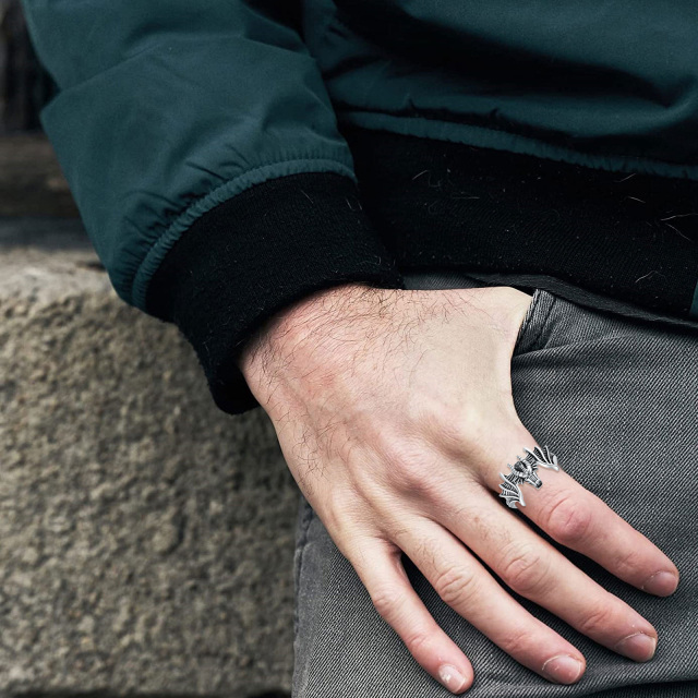 Bague ouverte dragon en argent sterling-2