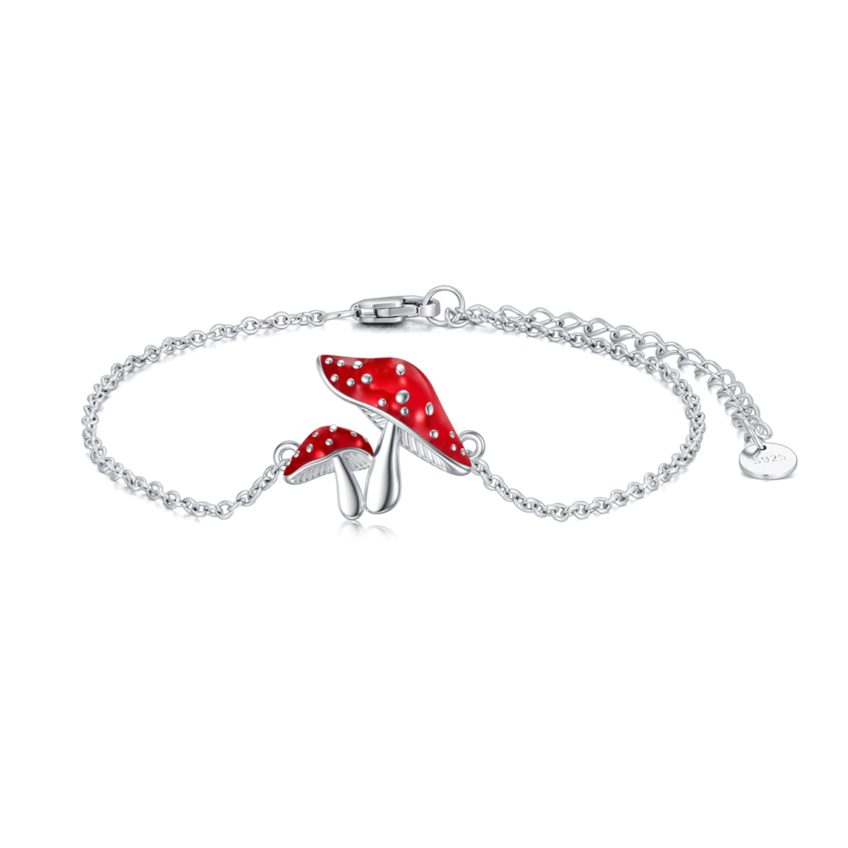 Bracelet en argent sterling avec pendentif champignon-1