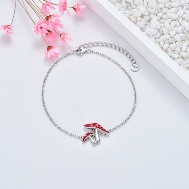 Bracelet en argent sterling avec pendentif champignon-3