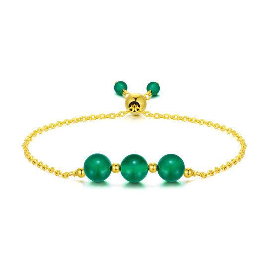 Bracelet en argent sterling et plaqué or jaune avec perles d'agate de forme circulaire en
