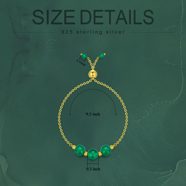 Bracelet en argent sterling et plaqué or jaune avec perles d'agate de forme circulaire en-4