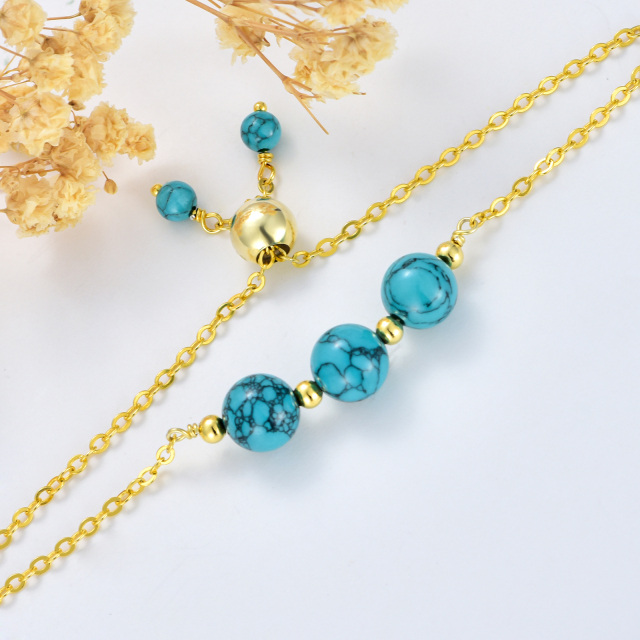 Bracelet en argent sterling et plaqué or jaune avec perles d'agate de forme circulaire en-3