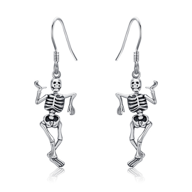 Sterling Silver Skeleton Drop Earrings-0
