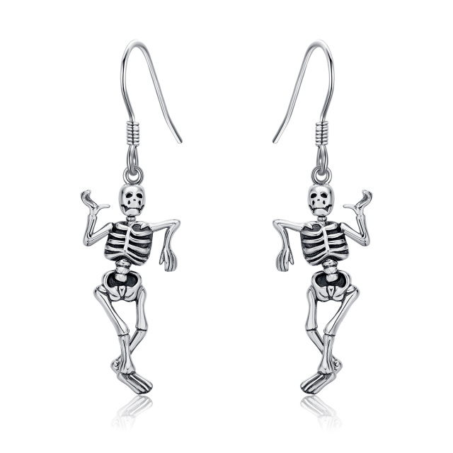 Pendants d'oreilles squelette en argent-0