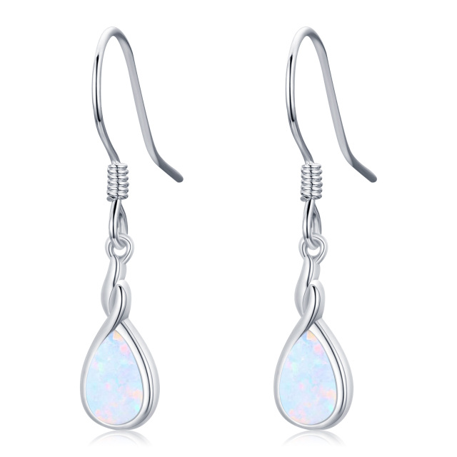 Opal Earrings for Women 925 Sterling Silver White Opal Drop Teardrop Earrings Hypoallergenic Opal Jewellery Gifts for Women Girls-0