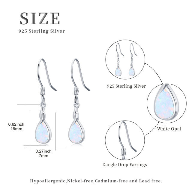 Opal Earrings for Women 925 Sterling Silver White Opal Drop Teardrop Earrings Hypoallergenic Opal Jewellery Gifts for Women Girls-1