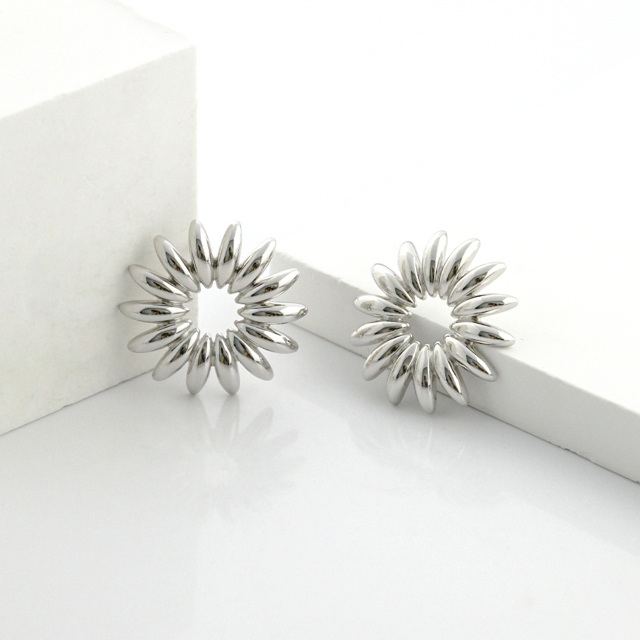 Sterling Silver Sunflower Stud Earrings Jewelry for Women -9