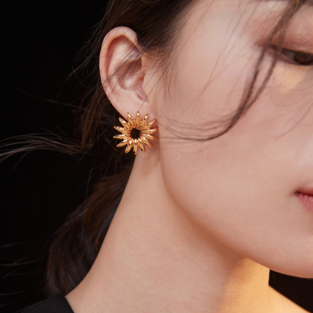 Sterling Silver Sunflower Stud Earrings Jewelry for Women -11