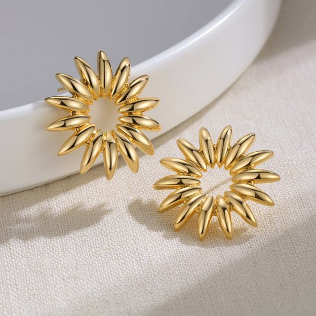 Sterling Silver Sunflower Stud Earrings Jewelry for Women -12