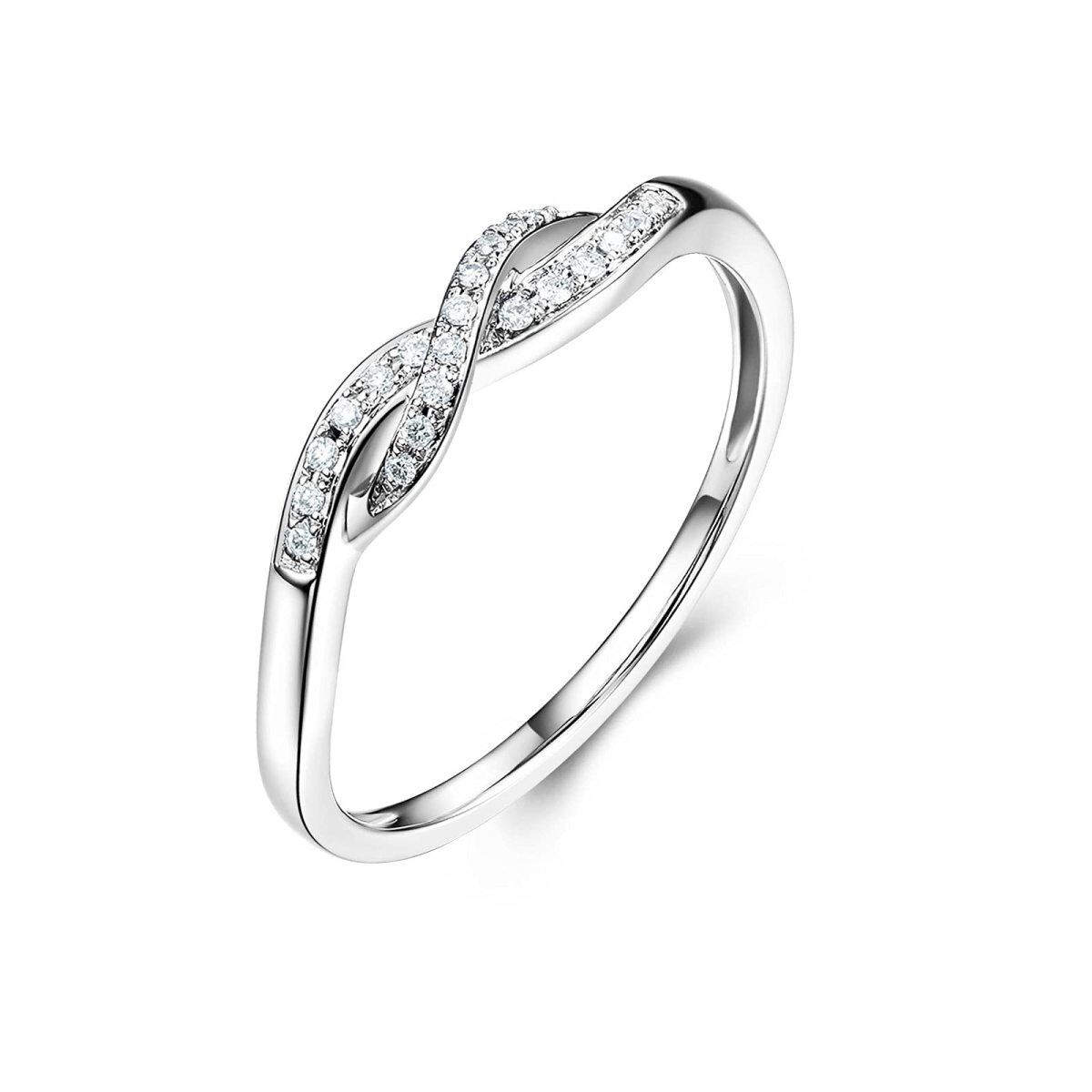 Sterling Silver Circular Shaped Moissanite Infinity Symbol Wedding Ring-1