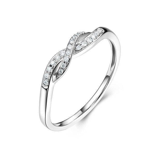 Sterling Silver Circular Shaped Moissanite Infinity Symbol Wedding Ring-0