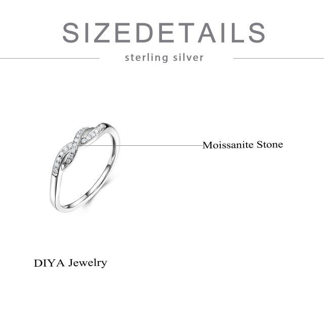 Anel de casamento de prata esterlina em forma circular com o símbolo do infinito Moissanit-4