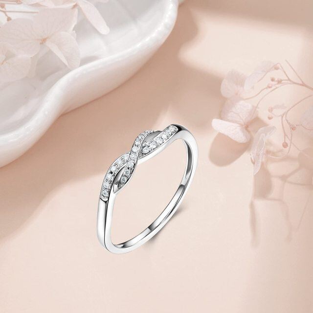 Sterling Silver Circular Shaped Moissanite Infinity Symbol Wedding Ring-2