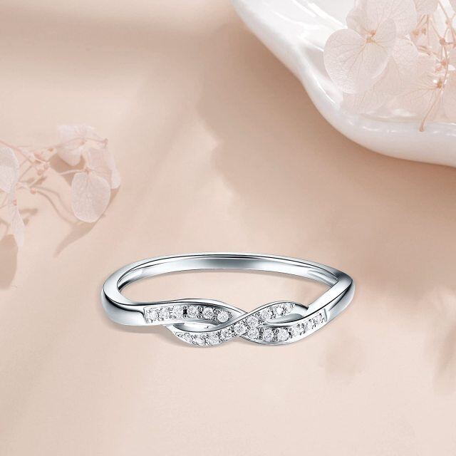 Sterling Silver Circular Shaped Moissanite Infinity Symbol Wedding Ring-3