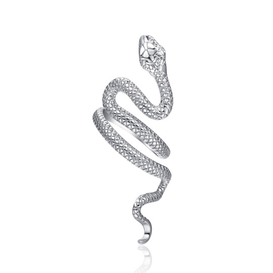 Anello aperto con serpente impilato in argento sterling
