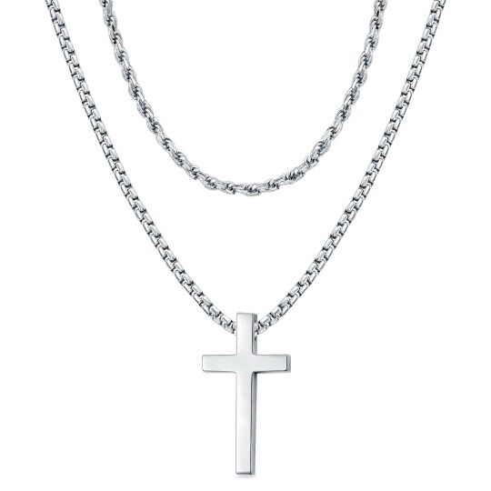 Collier en argent sterling à croix superposée