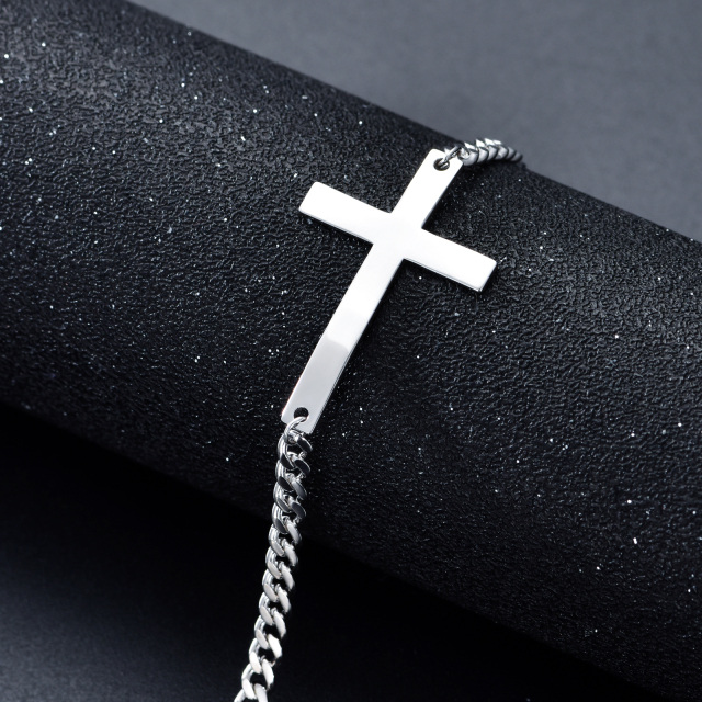 Bracelet en argent sterling avec chaîne à maillons en forme de croix-3