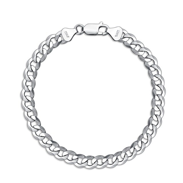 Sterling Silver Curb Link Chain Bracelet-0