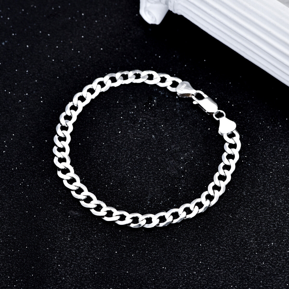 Sterling Silver Curb Link Chain Bracelet-5