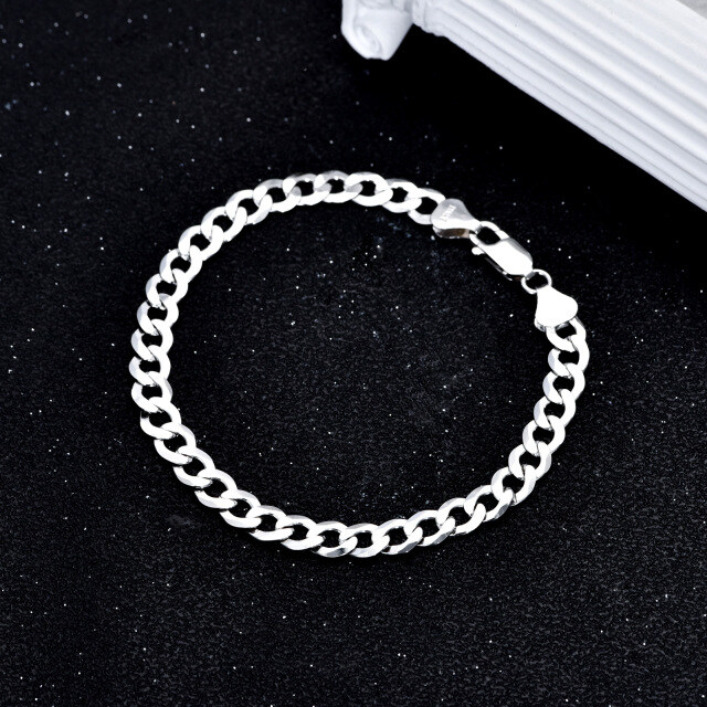 Sterling Silver Curb Link Chain Bracelet-4