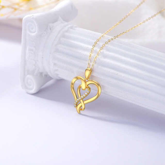 14K Gold Cubic Zirconia Heart Pendant Necklace-2