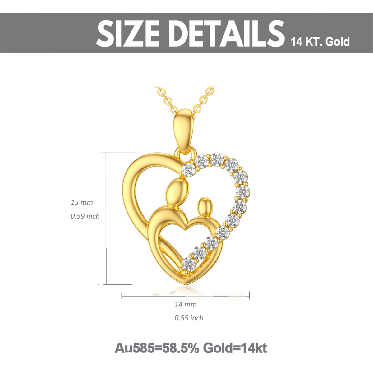 Collier en or 14K avec pendentif en forme de coeur en Moissanite de forme circulaire-6