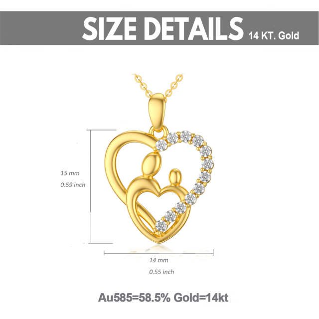 14K Gold Circular Shaped Moissanite Heart Pendant Necklace-6