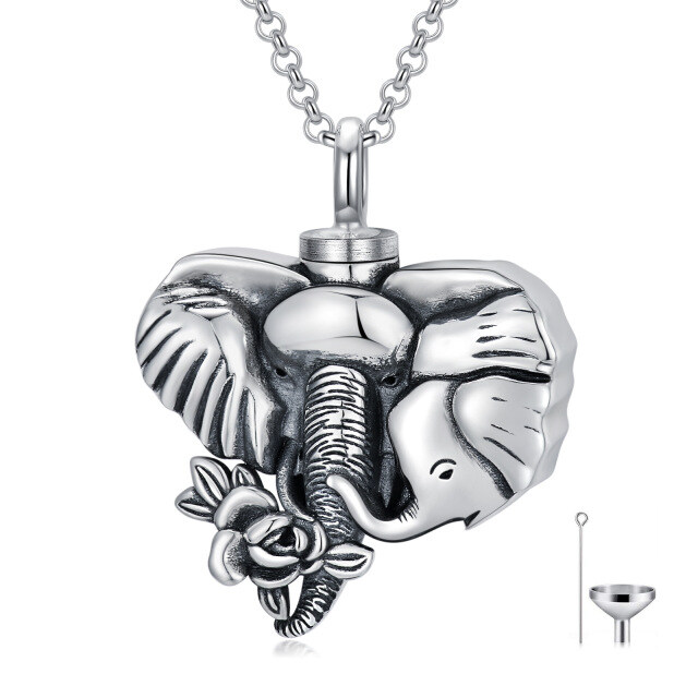 Sterling Silver Elephant Urn Necklace for Ashes-4