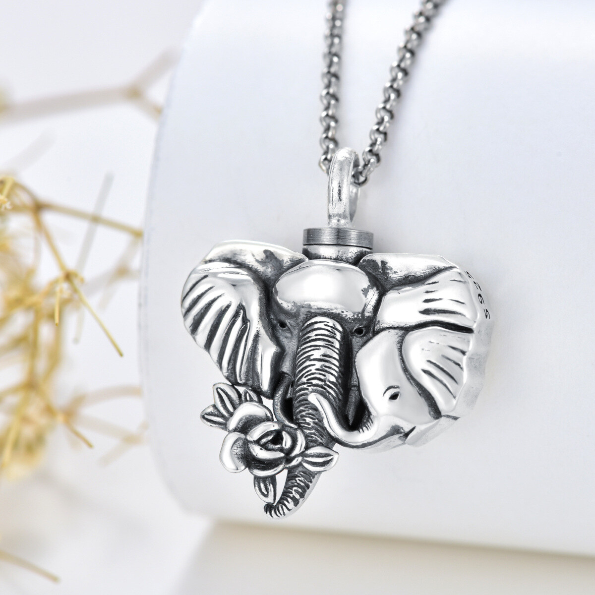 Sterling Silver Elephant Urn Necklace for Ashes-4