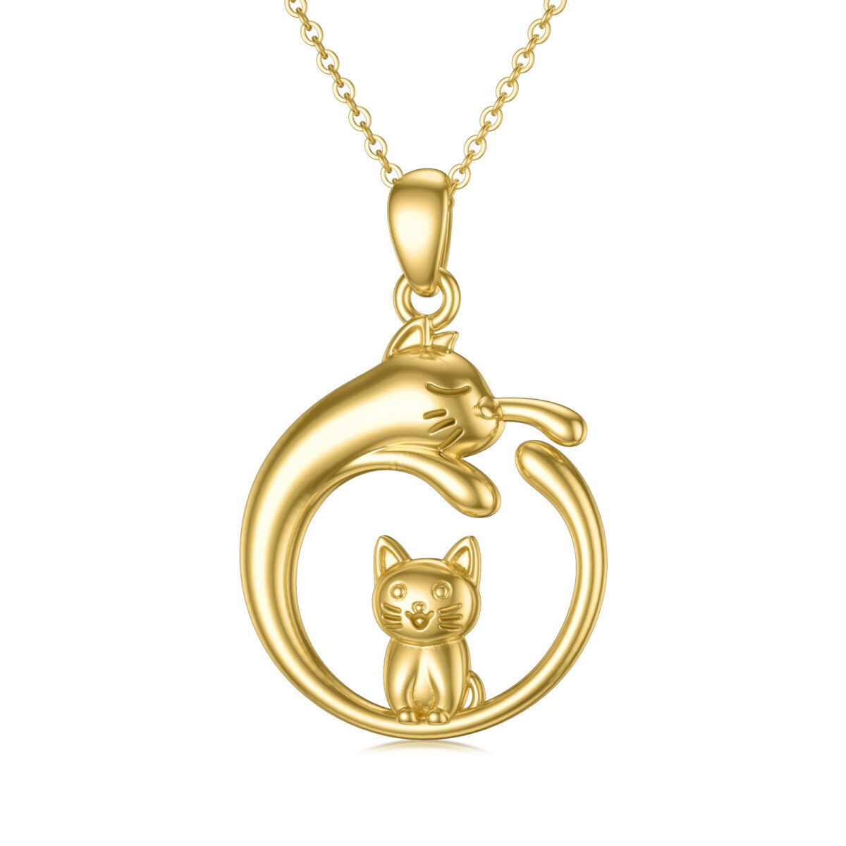 14K Gold Cat Pendant Necklace-1