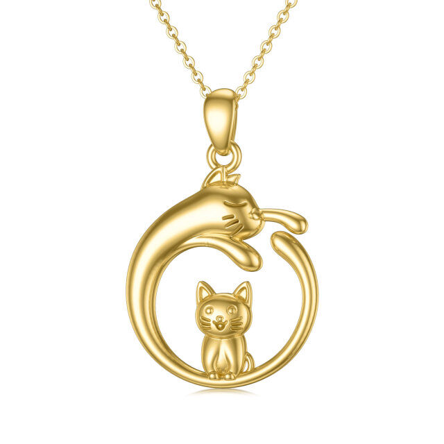 14K Gold Cat Pendant Necklace-0
