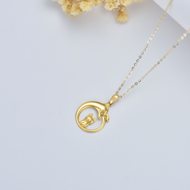 14K Gold Cat Pendant Necklace-2