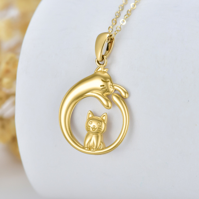 14K Gold Cat Pendant Necklace-3