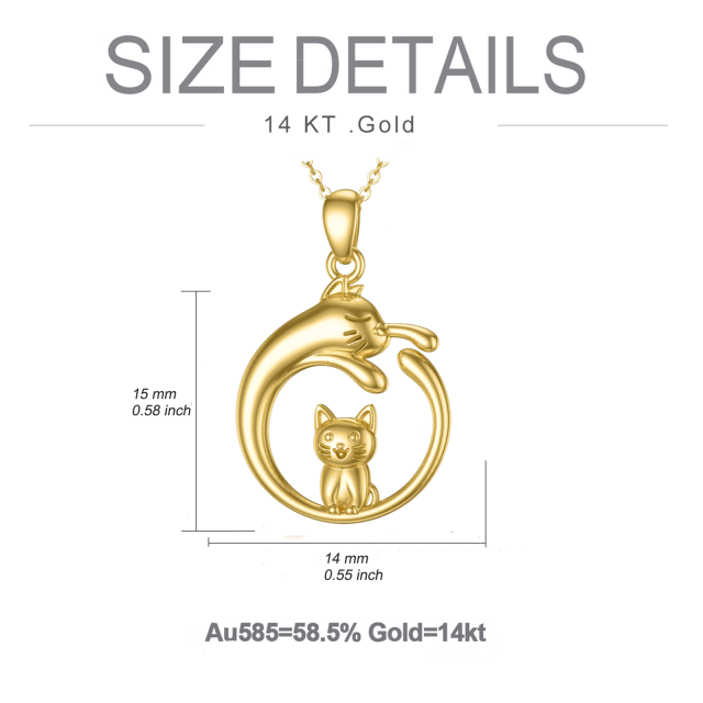 14K Gold Katze Anhänger Halskette-4