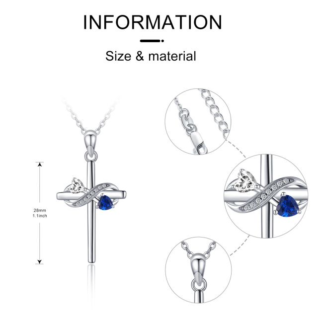 Colar com pingente de cruz em prata de lei com zircónias cúbicas-3