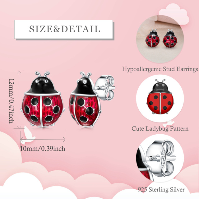 Sterling Silver Ladybug Stud Earrings-5