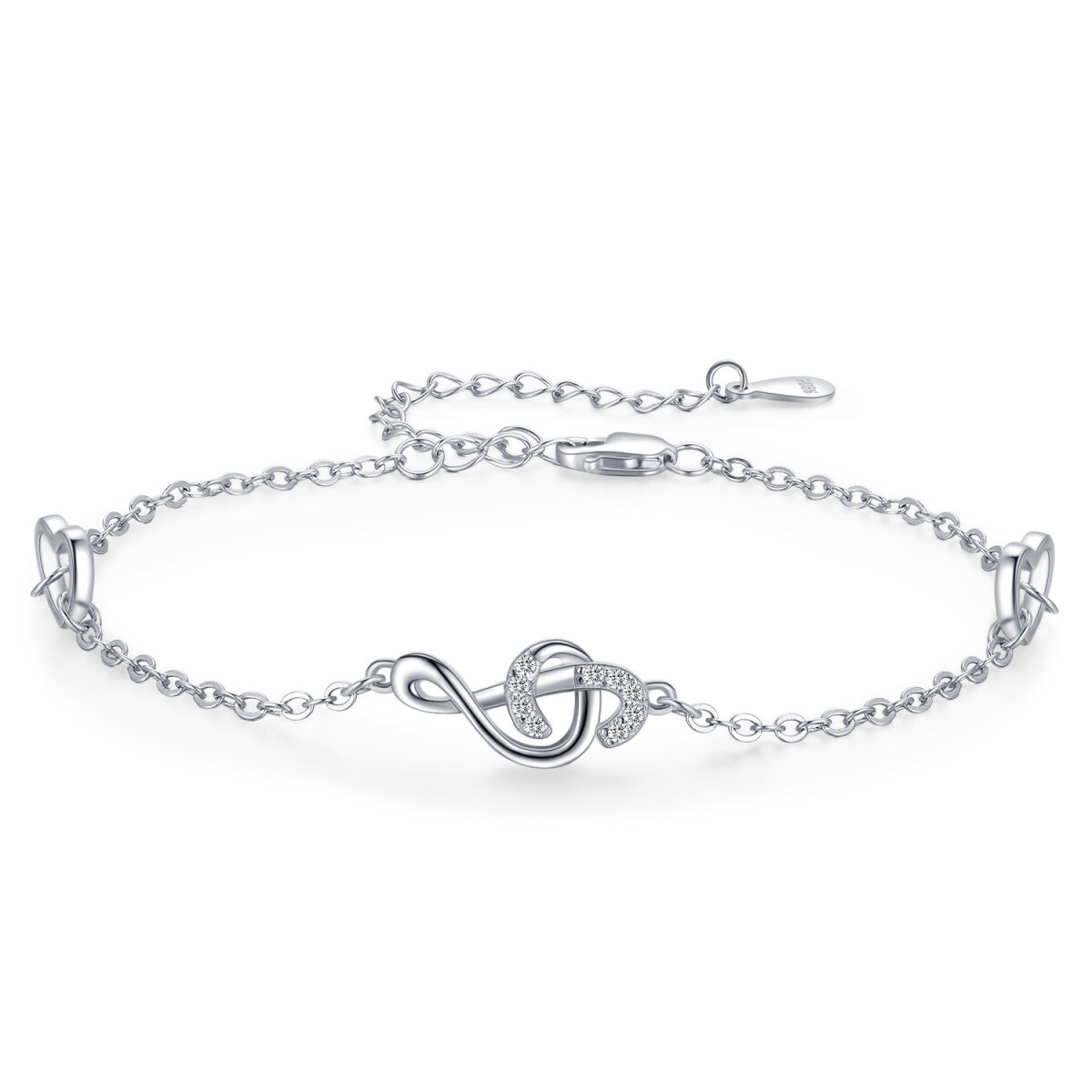 Bracelet pendentif symbole de musique en argent sterling et oxyde de zirconium-1