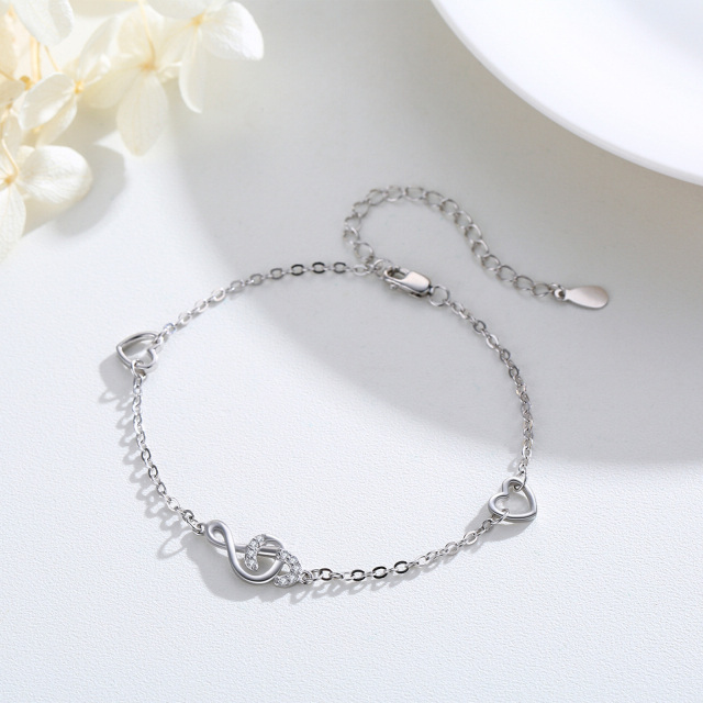 Sterling Silver Cubic Zirconia Music Symbol Pendant Bracelet-4