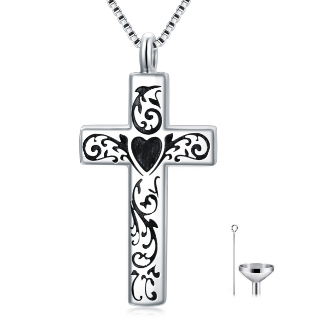 Sterling Silver Cross Urn Necklace for Ashes-0