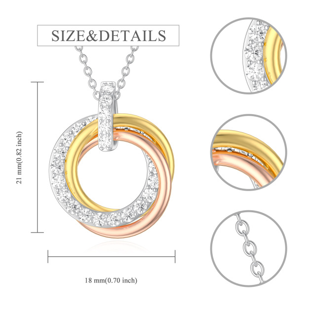 Sterling Silver Tri-tone Generation Ring Pendant Necklace-4
