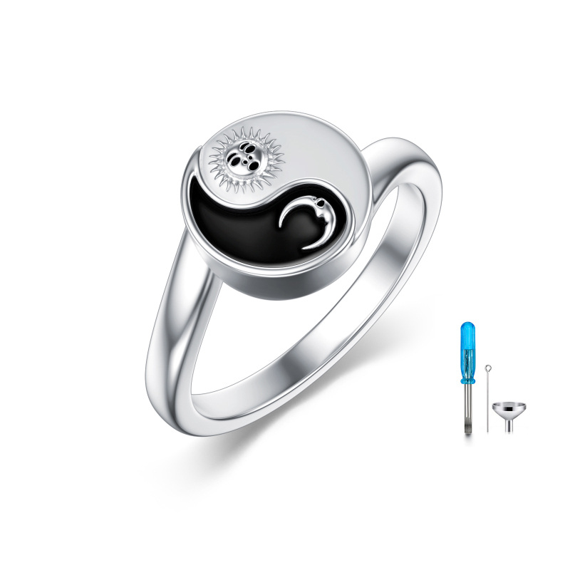 Anillo de plata de ley con urna Yin Yang