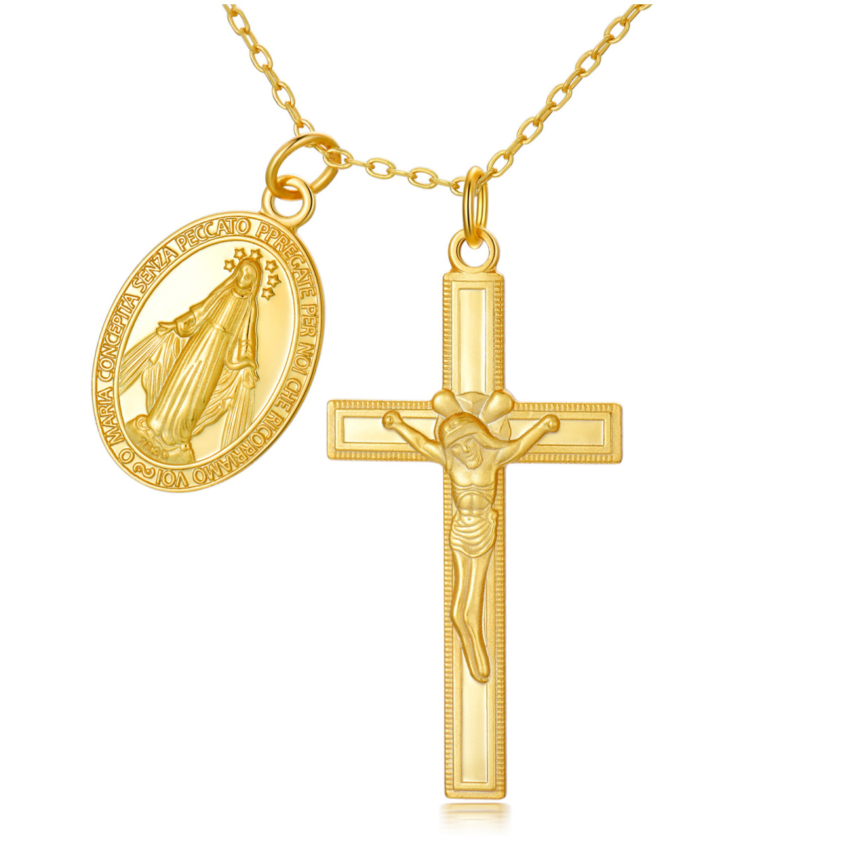 18K Gold Cross Pendant Necklace-1